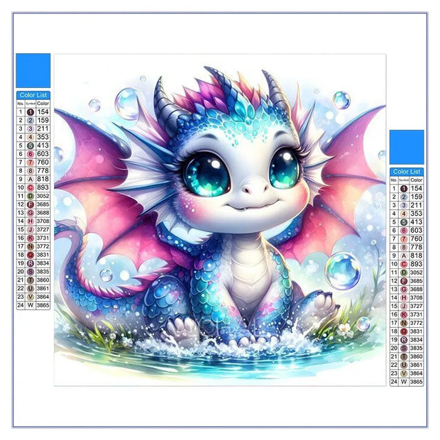 DIY AB Diamond Painting Cute Axolotl Elf Dragon Diamond Embroidery Cartoon Animal Cross Stitch Set Art Home Decoration Gift