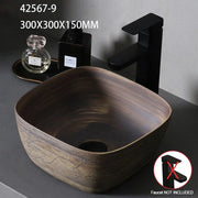 Brown Ceramic Vessel Sink Vanity Bowl Oval Bathroom Table Sink Lavatory Balcony Art Basin Above Counter Pedestal Washing Basin