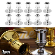 2pcs Traditional Shape Taper Standard Candle Holders Silver Gold Candlestick Electronic Candles Wedding Dinner Home Decoration