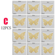 12Pcs Fashion 3D Hollow Butterfly Creative Wall Sticker For DIY Wall Stickers Modern Wall Art Home Decorations DIY Gift