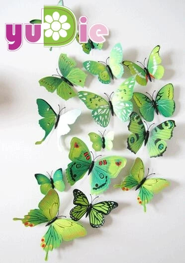 12pcs/set New Arrive Mirror Sliver 3D Butterfly Wall Stickers Party Wedding Decor DIY Home Decorations