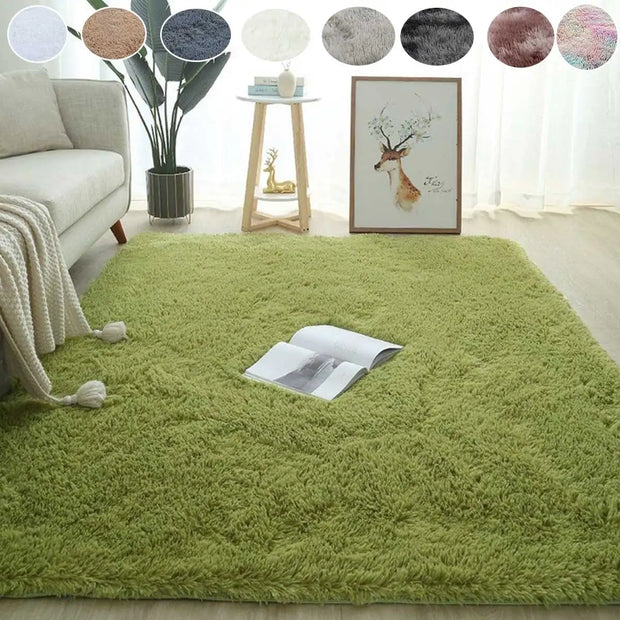 Plush Carpet Living Room Sofa Coffee Table Rug Green Pink Fluffy Soft Blankets Area Rugs Children's Room Non-Slip Mat Home Decor