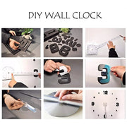 Large 3D Wall Clock DIY Creative Mirror Surface Wall Decorative Sticker Watch 130cm Frameless for Home School Office Living Room