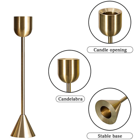 European Gold Candle Holder Metal Candlestick for Wedding Room Table Candle Stand Christmas New Year Bar Party Decoration