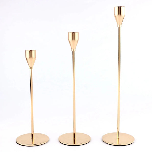 3Pcs/Set Chinese Style Metal Candle Holders Simple Golden Wedding Decoration Bar Party Living Room Home Decor Candlestick