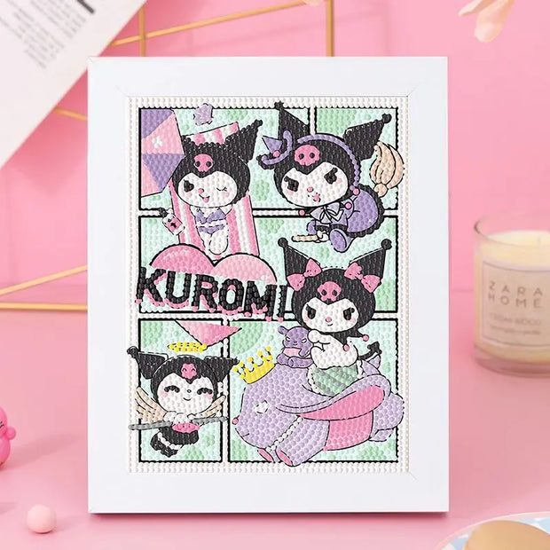 Sanrio Cartoon Diamond Painting DIY Kuromi moldey Diamond Sticker Handmade Decorative Painting Frame Dot Diamond Painting Gift