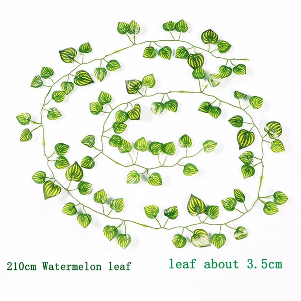 72pcs Leaves 2.1m Artificial Plants Green Ivy Garland Wall Hanging Vine Silk Ivy Leaf Home Garden Decoration Wedding Wreath Leaf