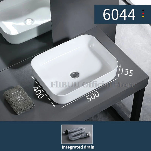 Ceramic Bathroom Vessel Sink Bowl Above Counter Ceramic Sink Bowl Lavatory Wash Hand Basin Countertop Basin Wash Bowl Porcelain