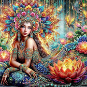 Momoart Diamond Mosaic Woman Rhinestones Pictures Girl Painting Portrait Flower Lotus New Arrivals Handmade Hobby