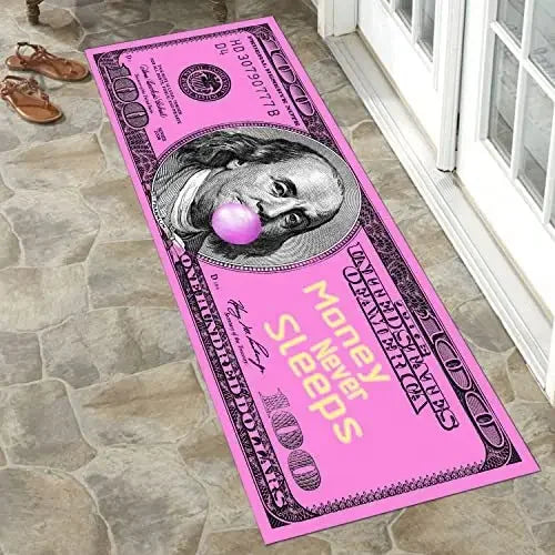 Black Gold 100 Dollar Bill Money Kitchen Floor Mat Home Entrance Doormat Corridor Balcony Long Rugs Bedroom Bedside Foot Pad