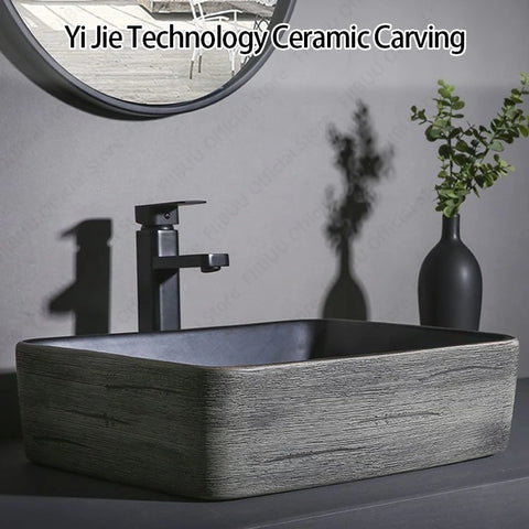 Ceramic Table Sink Above Counter Wash Basin Bathroom Lavatory Vanity Sink Art Basin Rectangular Balcony Countertop Vessel Sink