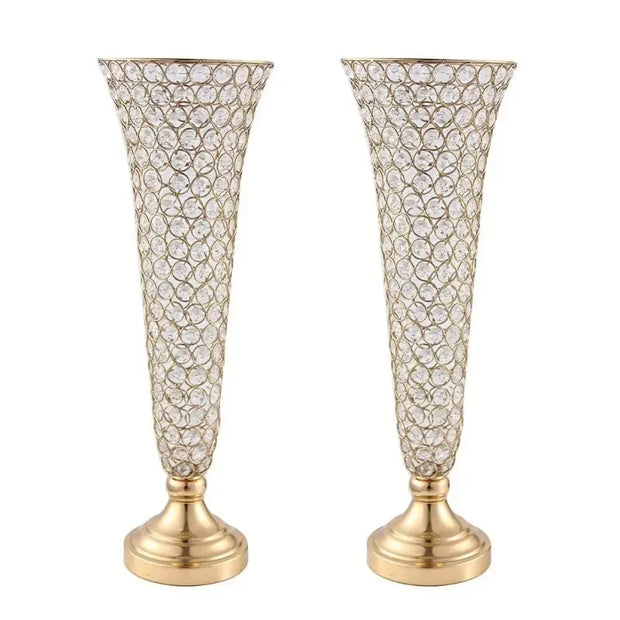 10 PCS Vases Wedding Table Centerpieces Metal Event Floor Road Lead Flowers Holders Crystal Stand For Home Decor