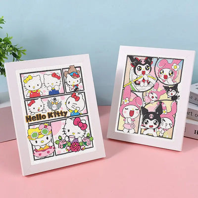 Sanrio Cartoon Diamond Painting DIY Kuromi moldey Diamond Sticker Handmade Decorative Painting Frame Dot Diamond Painting Gift