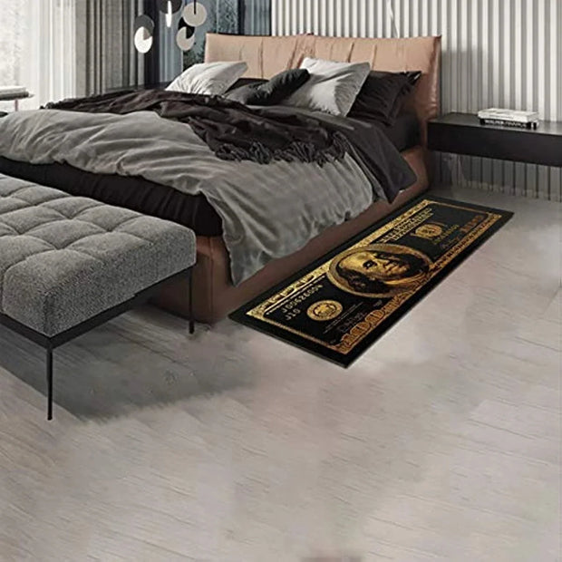 Black Gold 100 Dollar Bill Money Kitchen Floor Mat Home Entrance Doormat Corridor Balcony Long Rugs Bedroom Bedside Foot Pad