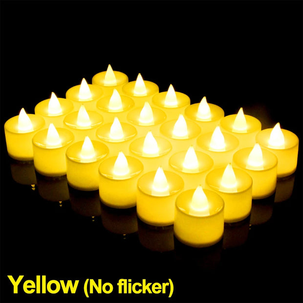 1/12Pcs LED Candle Battery Powered Flameless Tea Candle Fake Candle Lamp Wedding Birthday Party Home Decoration Lamp Candlestick