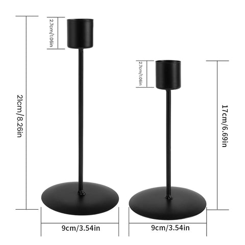 2Pcs Metal Candle Holders Candlestick Holder for Table Black Candle Holder for Home Wedding Dinning Party Anniversary Decor