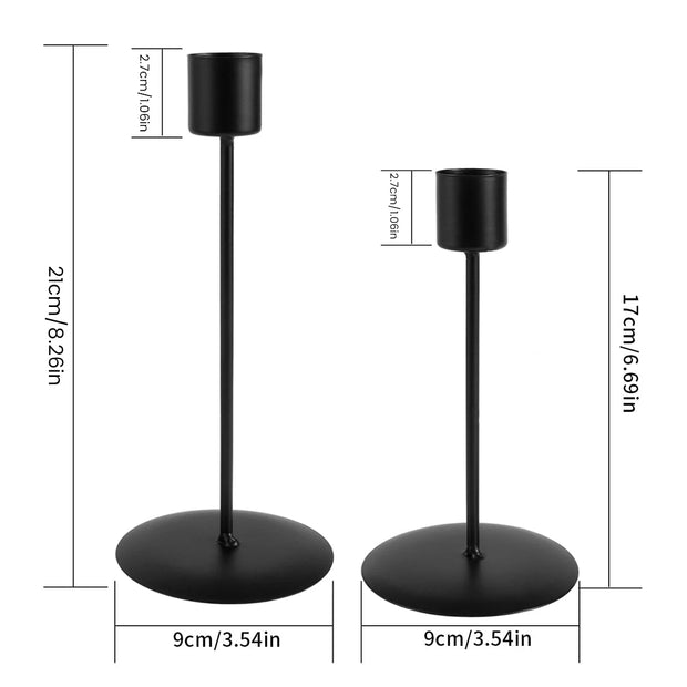 2Pcs Metal Candle Holders Candlestick Holder for Table Black Candle Holder for Home Wedding Dinning Party Anniversary Decor