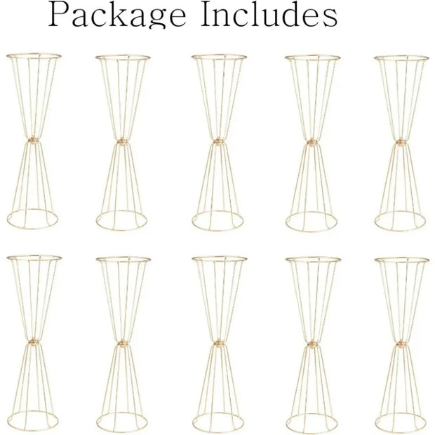 10pcs Trumpet Vases Centerpieces for Wedding Geometric Metal Flower Stand Gold Vase for Centerpieces Party Dinner Home Reception