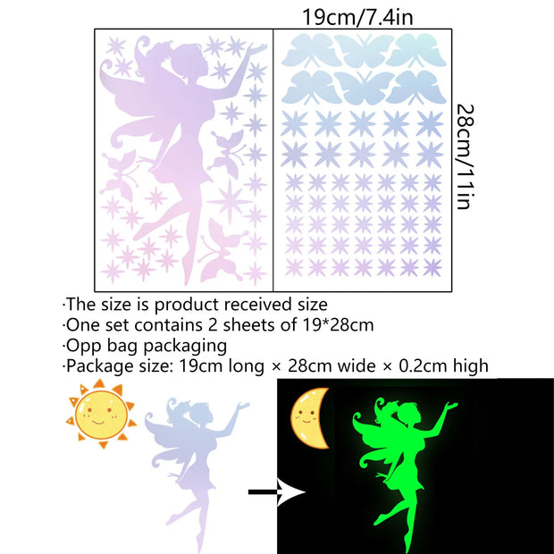 Fairy Stars and Butterfly Glow Sticker Kids Room Decoration Luminous Wall Sticker Decal Children Boy Girl Bedroom DIY Home Decor