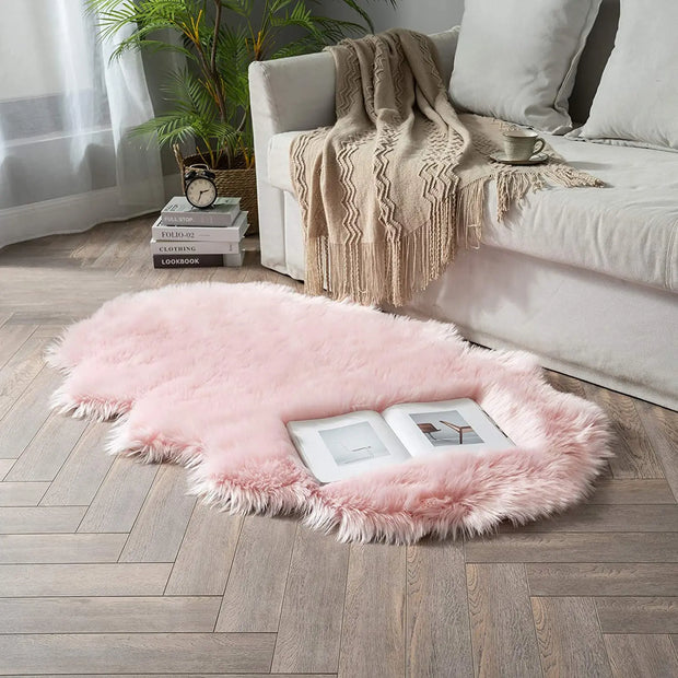 Shaggy Luxurious Fur Rug Bedroom  Soft Fluffy Faux Sheepskin Area Rugs Washable Plush Bedside Carpet for Living Room Sofa Decor