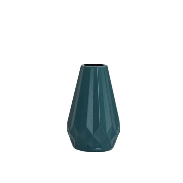 Nordic Style Solid Color Vase Diamond Shaped Plastic Flower Pot Imitation Ceramic Modern Flower Arrangement Home Decoration