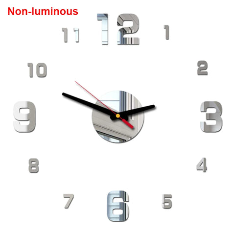 reloj de pared Luminous Wall Clock DIY Quartz Watch Clocks Acrylic Mirror Stickers Horloge Murale Wall Decor Home Decoration HOT