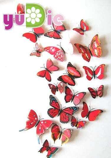 12pcs/set New Arrive Mirror Sliver 3D Butterfly Wall Stickers Party Wedding Decor DIY Home Decorations