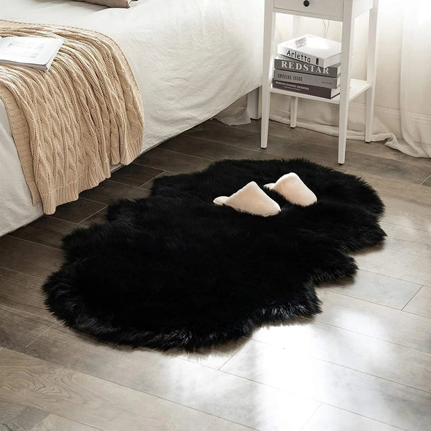 Soft Fur Wool Rugs for Bedroom Living Room Carpet Fluffy Sofa Chair Cushion Washable Hairy Bedside Floor Mat Sleeping Room Rug