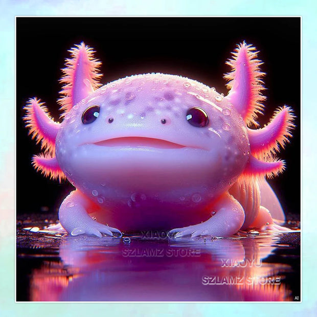 DIY Diamond Painting Cute Axolotl Full Square/Round Diamond Mosaic Cartoon Animal Art Rhinestone Picture 5D Home Decor