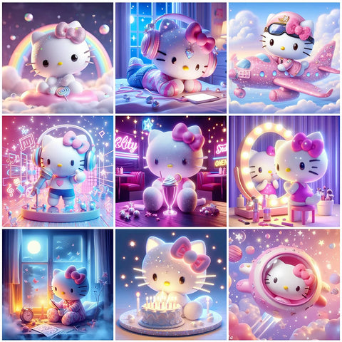 Sanrio Diamond Mosaic Hello Kitty Cross Stitch Embroidery Rhinestones Picture New Arrival Painting Cartoon Decor For Home