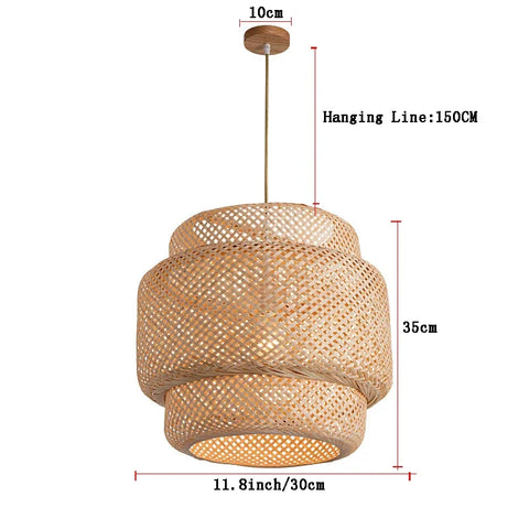 Bamboo Lantern Pendent Light Natural Rattan Wicker E27 Bulb Chandeliers Pendent Lamp Restaurant Home Decor AC85-260V(No Bulb)