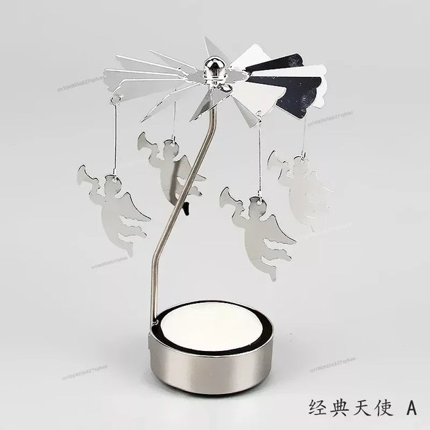 Metal Rotating Spinner Carousel Candle Tea Light Holder Table Rotating Transfer Windmill Decoration Home Elegance Candle Holder