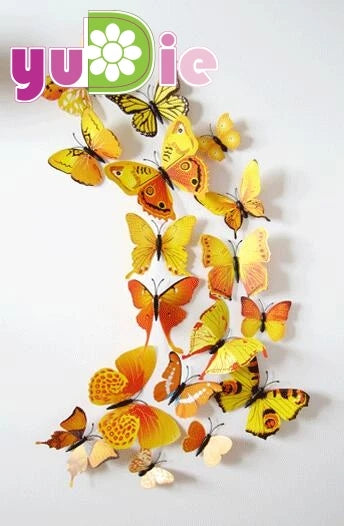 12pcs/set New Arrive Mirror Sliver 3D Butterfly Wall Stickers Party Wedding Decor DIY Home Decorations