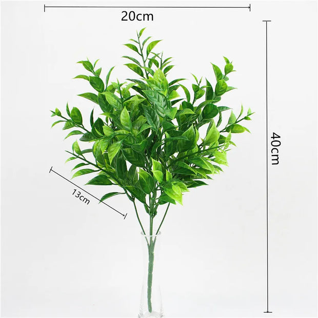 Home Garden Outdoor Wedding Decoration Fake Flower Accessory Plante Artificielle 7 Fork Plastic Fern Grass Green Leaf Fake Plant