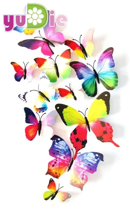 12pcs/set New Arrive Mirror Sliver 3D Butterfly Wall Stickers Party Wedding Decor DIY Home Decorations