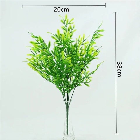 Home Garden Outdoor Wedding Decoration Fake Flower Accessory Plante Artificielle 7 Fork Plastic Fern Grass Green Leaf Fake Plant