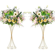 2PCS Gold Color Iron Flower Vases Wedding Flower Stands Arrangement Props Table Centerpiece Flowers Rack Home Decorations