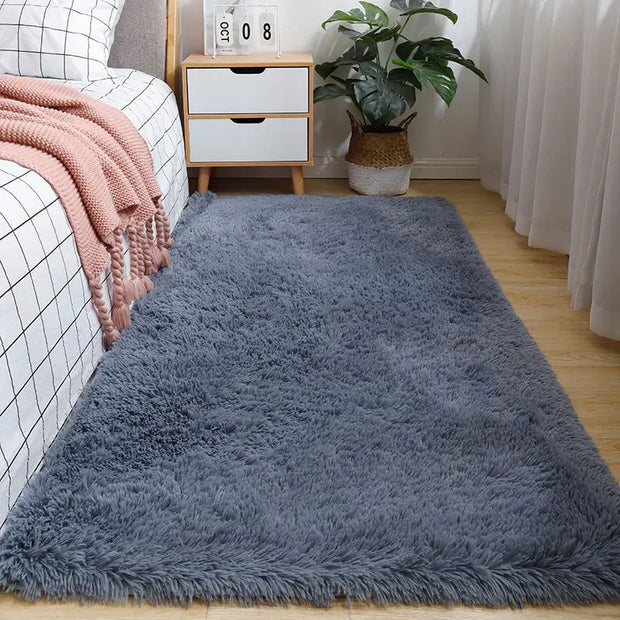 Fluffy Cream White Woolen Rug for Luxurious Bedroom and Living Room Decor - Bedroom and Living Room Soft and Cozy Silk Wool Rugs