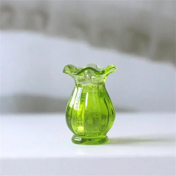 Simulation Glass Lace Vase Model Dollhouse Miniature Mini Living Room Decor Miniature Flower Vase Doll House Accessories