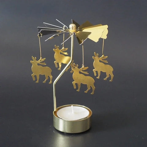 Metal Rotating Spinner Carousel Candle Tea Light Holder Table Rotating Transfer Windmill Decoration Home Elegance Candle Holder