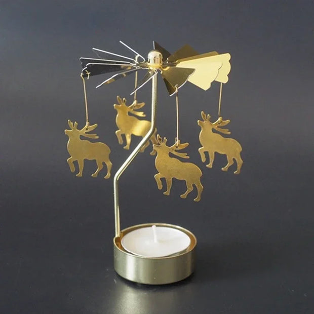 Metal Rotating Spinner Carousel Candle Tea Light Holder Table Rotating Transfer Windmill Decoration Home Elegance Candle Holder