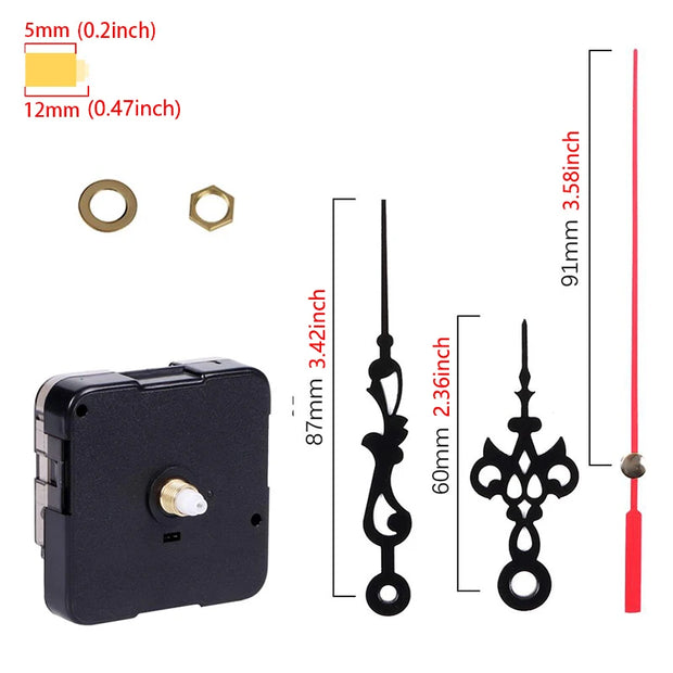 Clock Mechanism Silent Quartz Movement Machine Wall Hands Pointer Set Clockwork Table Long Shaft DIY Watches Repair Parts