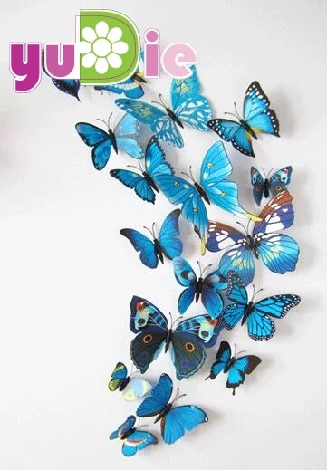 12pcs/set New Arrive Mirror Sliver 3D Butterfly Wall Stickers Party Wedding Decor DIY Home Decorations