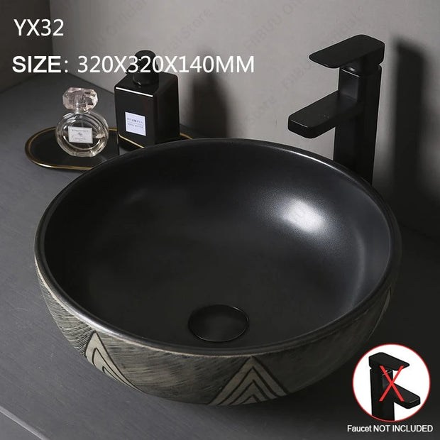 Ceramic Porcelain Table Sink Rectangular Bathroom Vessel Sink Vanity Bowl Art Basin Balcony Lavatory Countertop Washing Basin