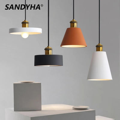 SANDYHA Nordic Industrial Style Pendant Light Modern Simplicity Pedant Lamps Macaron Simple Dining Room Bedroom Bedside Hanging