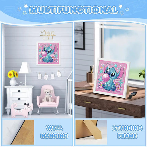 5D Diamond Painting Crystal Full Diamond Kawaii Stitch Round Diamond Sticker DIY Children's Puzzle Craft Card Home Decoration