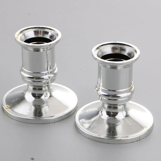 4pcs Taper Candle Holders Plastic Pillar Candle Base Traditional Shape Fits Standard Candlestick Silver Home Decoration