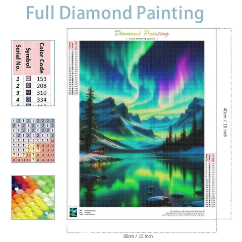 GATYZTORY 5D DIY Diamond Painting Kit, Aurora Northern Lights Landscape Diamond Embroidery Art, Mosaic Canvas for Home Wall Deco