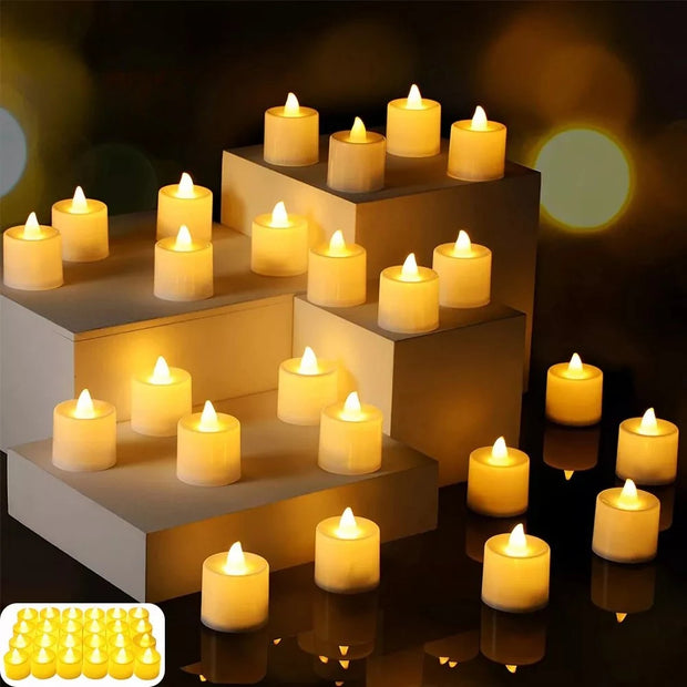 1/12Pcs LED Candle Battery Powered Flameless Tea Candle Fake Candle Lamp Wedding Birthday Party Home Decoration Lamp Candlestick