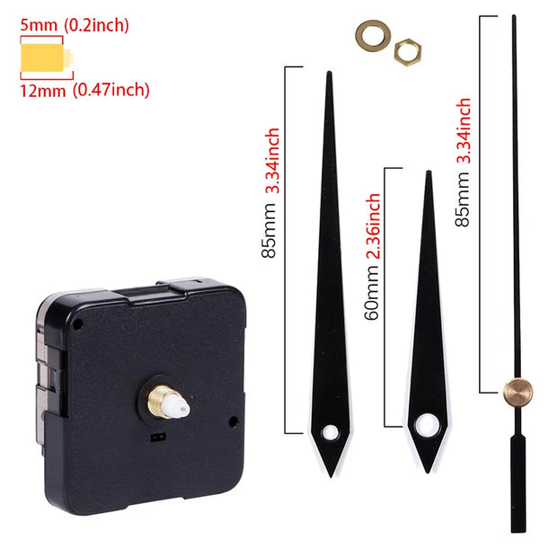 Clock Mechanism Silent Quartz Movement Machine Wall Hands Pointer Set Clockwork Table Long Shaft DIY Watches Repair Parts